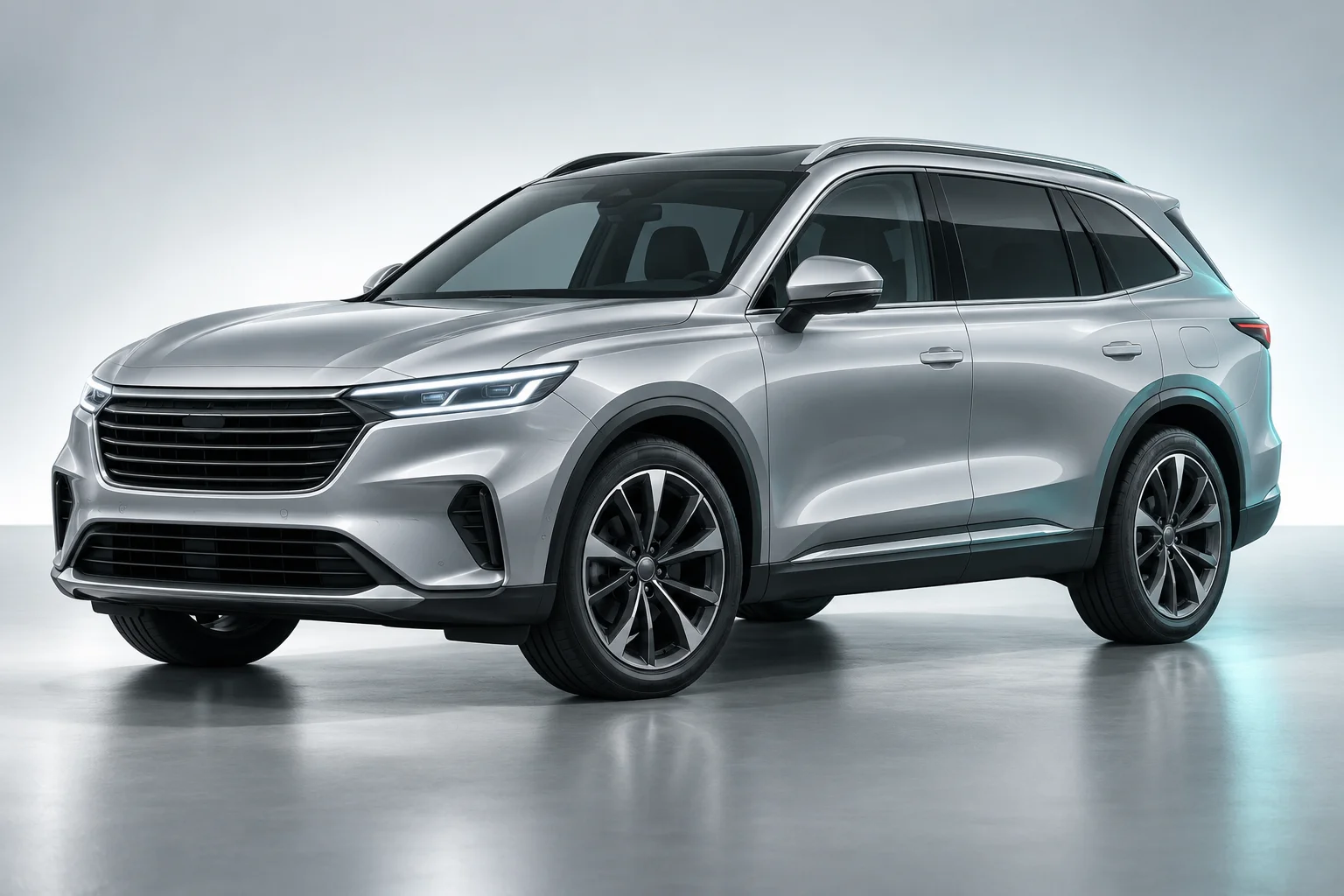 Fictional silver Touring SUV shown as sample dealership stock